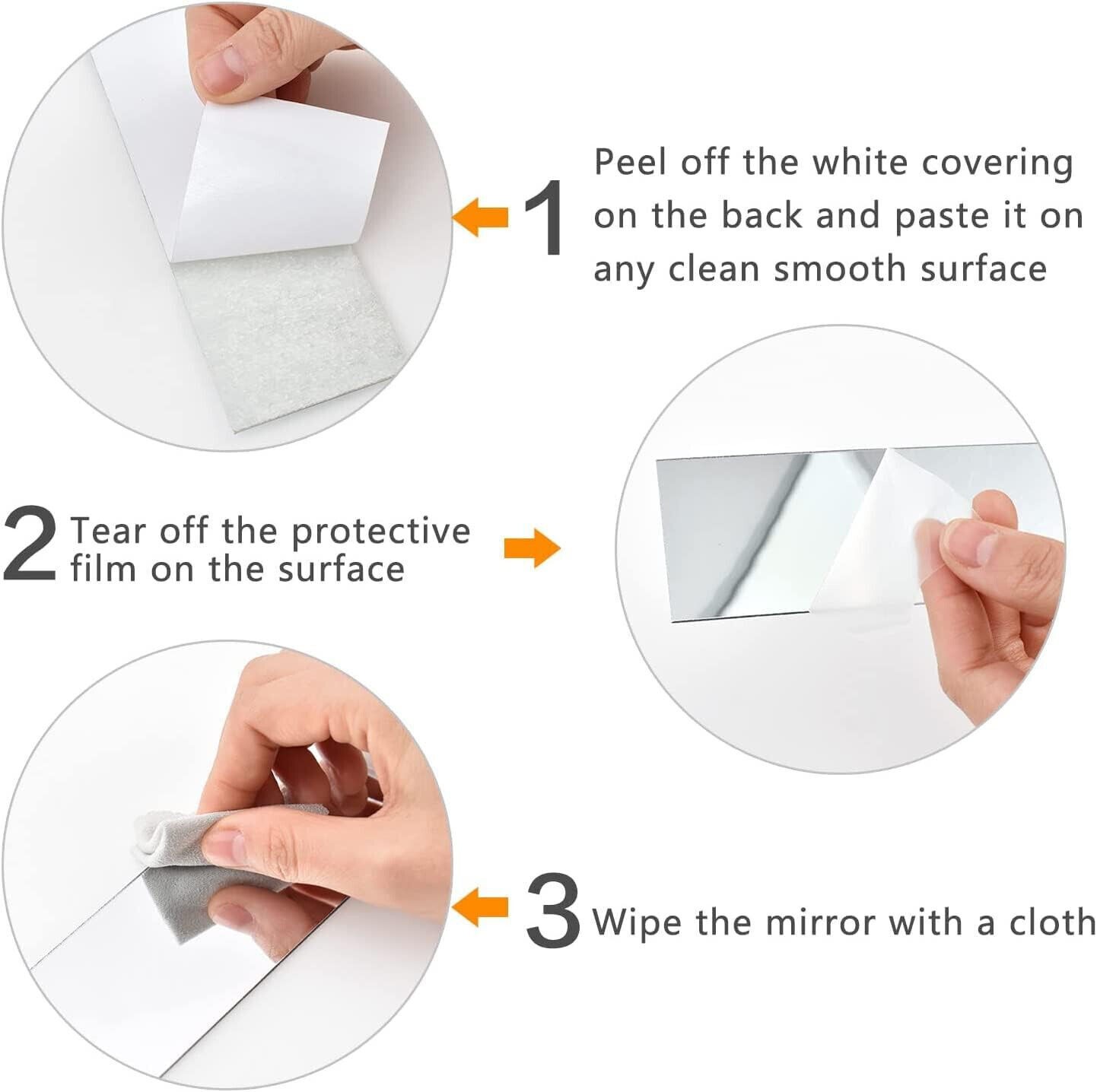 40pcs Long Strip Acrylic Mirror Wall Stickers Self-adhesive Rectangle Tile Decal