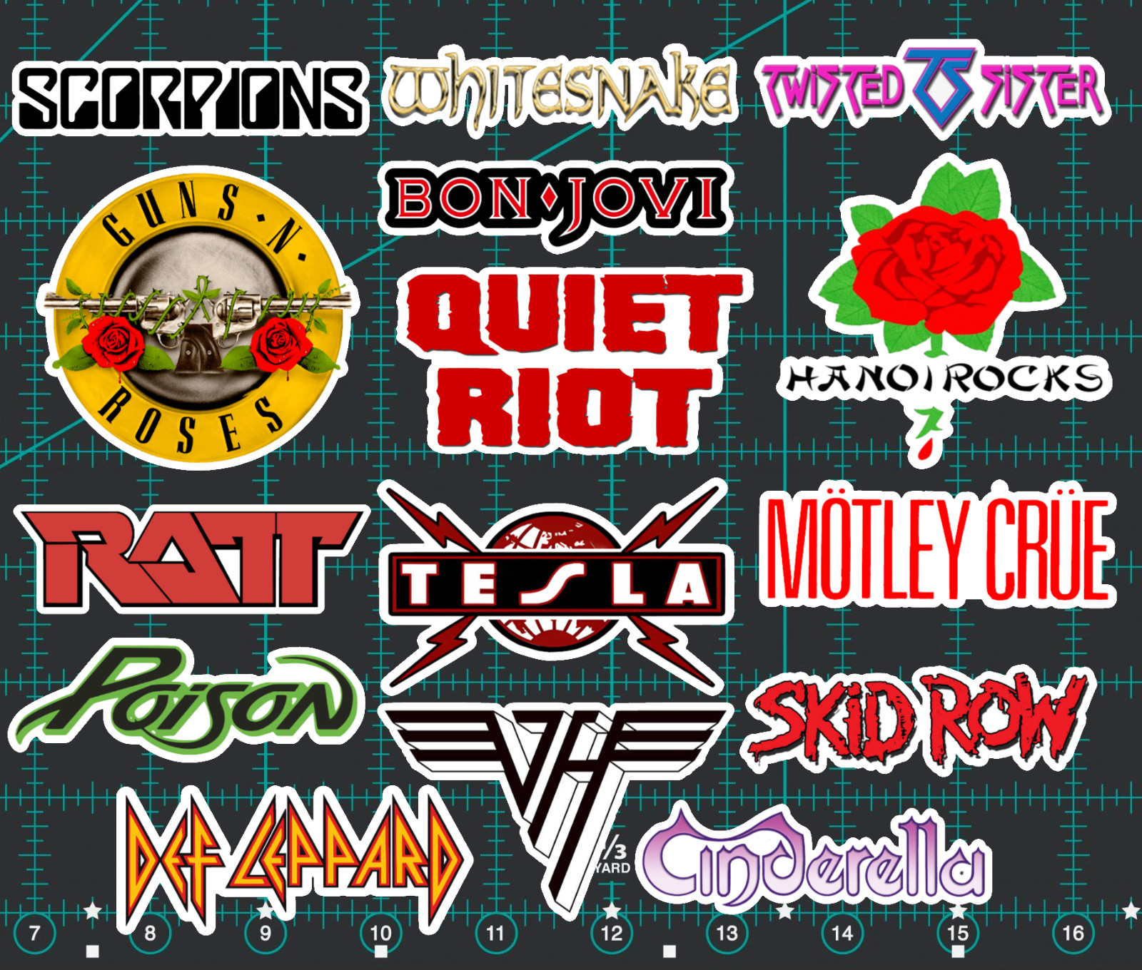 15 Hair Metal Rock Band Logo Stickers – Clear, Holographic, or White – Poison