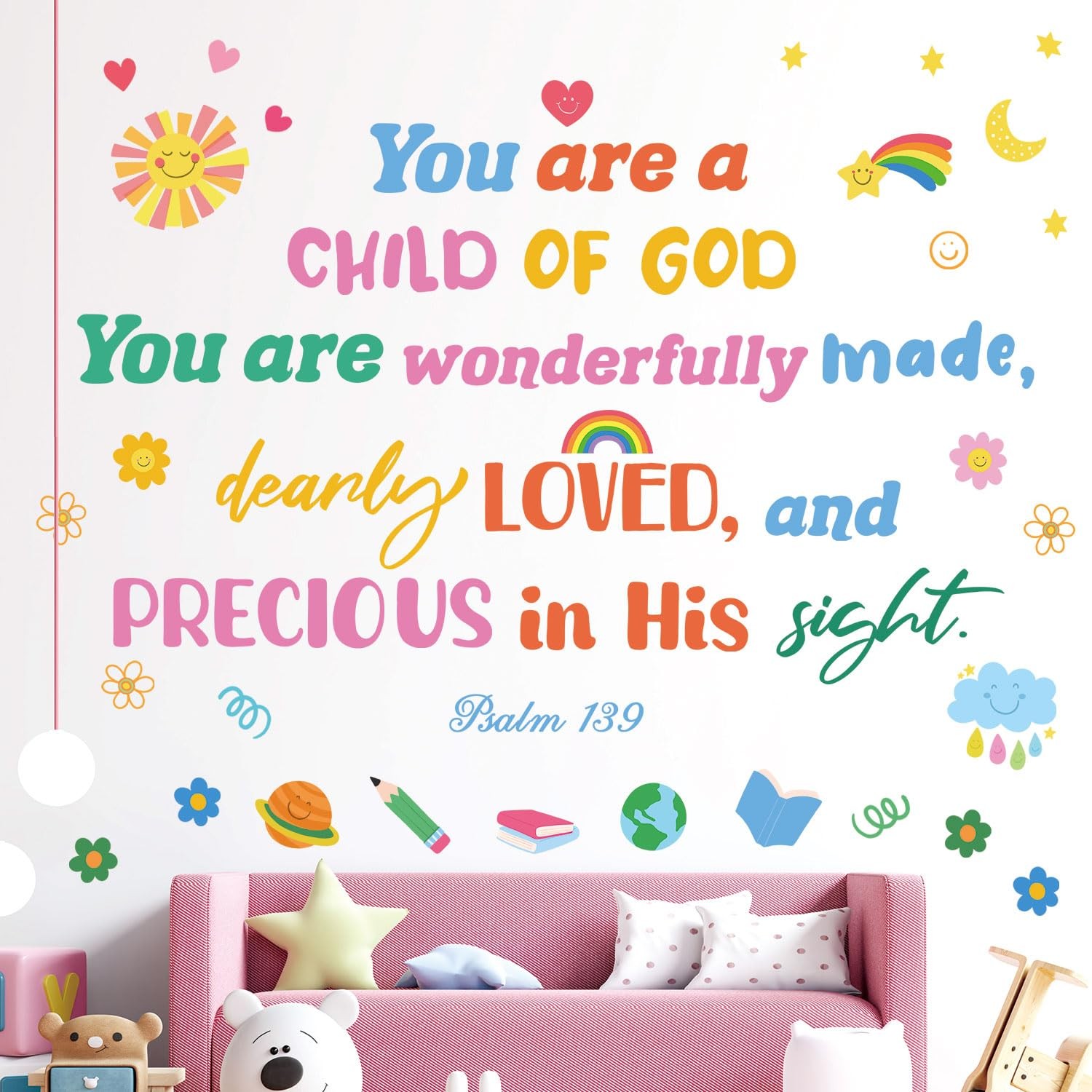 DS6-8085 Bible Quote Wall Stickers Decals Kids Inspirational Christian Vinyl …