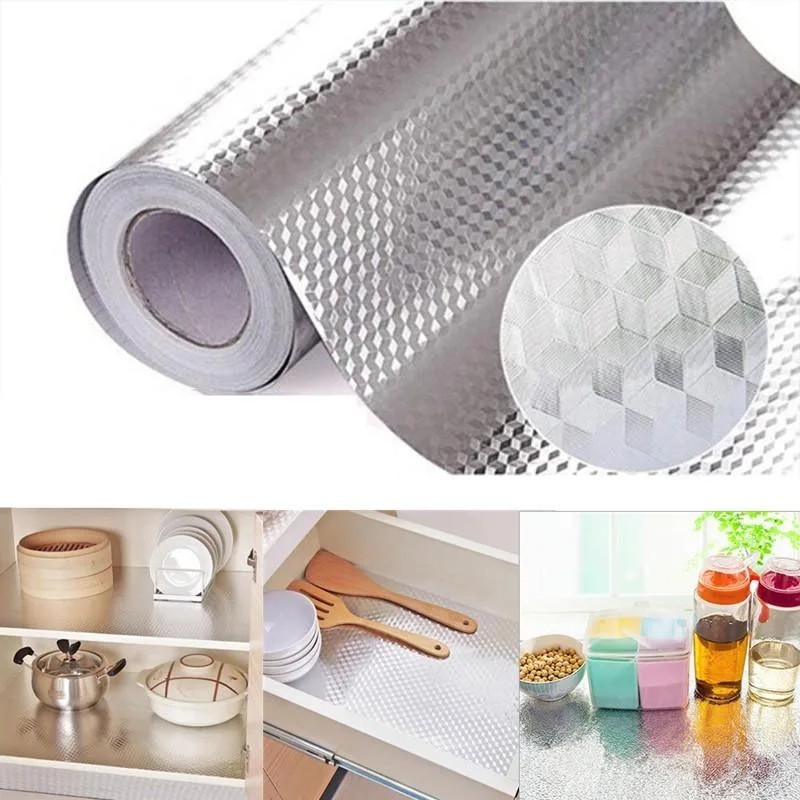 0.4x3m Waterproof Oil-Proof Aluminum Foil Self Adhesive Kitchen Wall Sticker