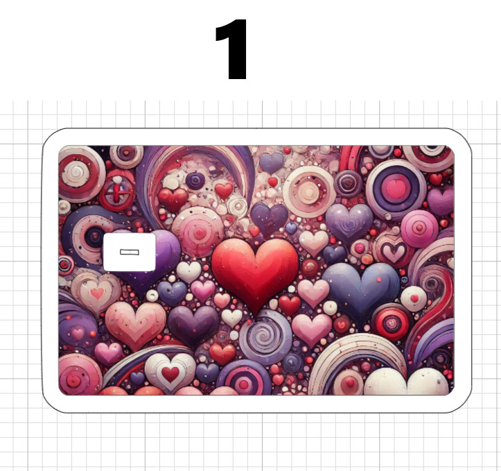 Hearts and Love Credit Debit ATM Card Skin Stickers Valentine’s Day Flowers Pink