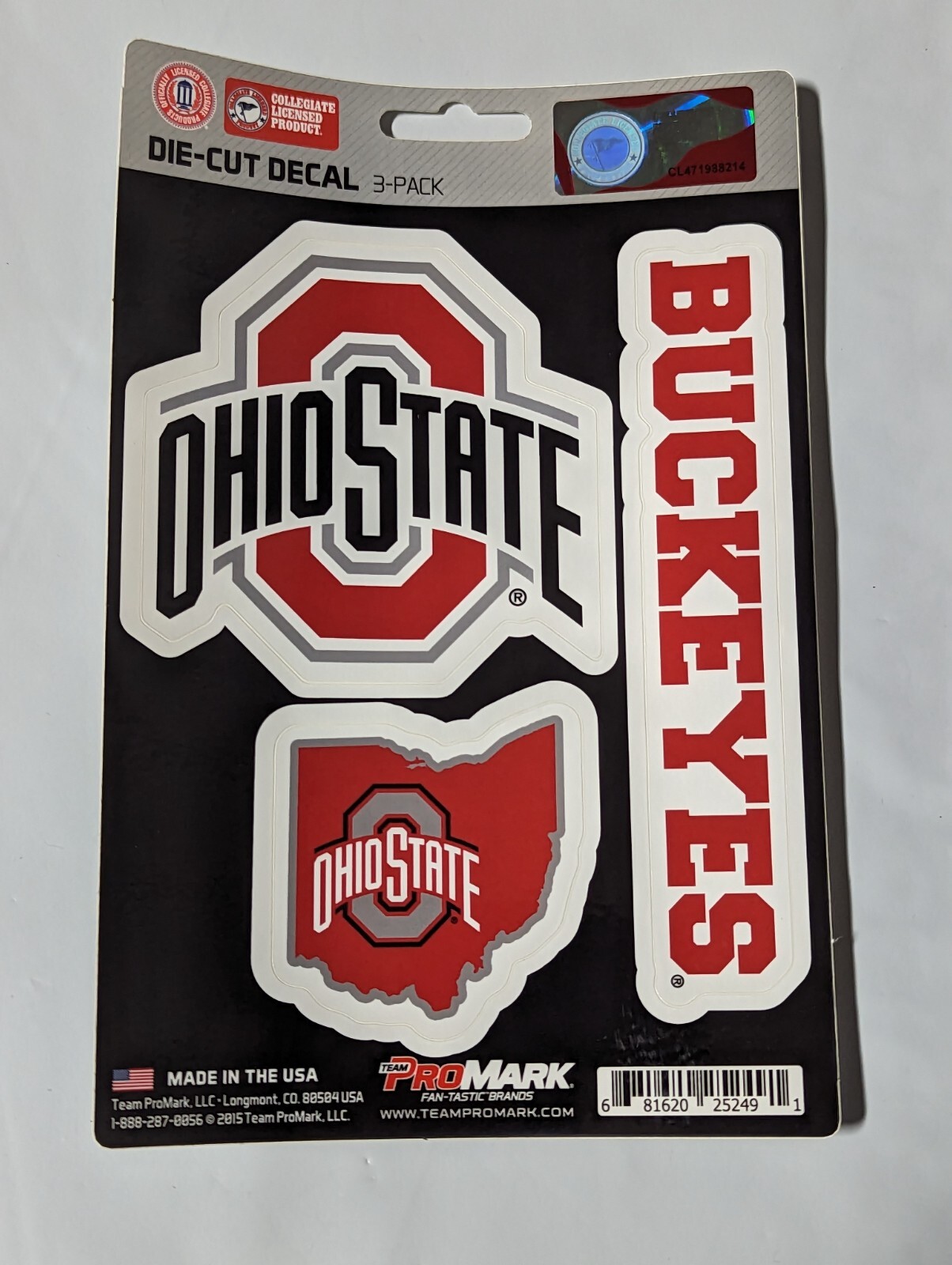Ohio State Buckeyes 3-Pack Die-cut Decals Stickers Sheet Measures 5″ x 7″ New!
