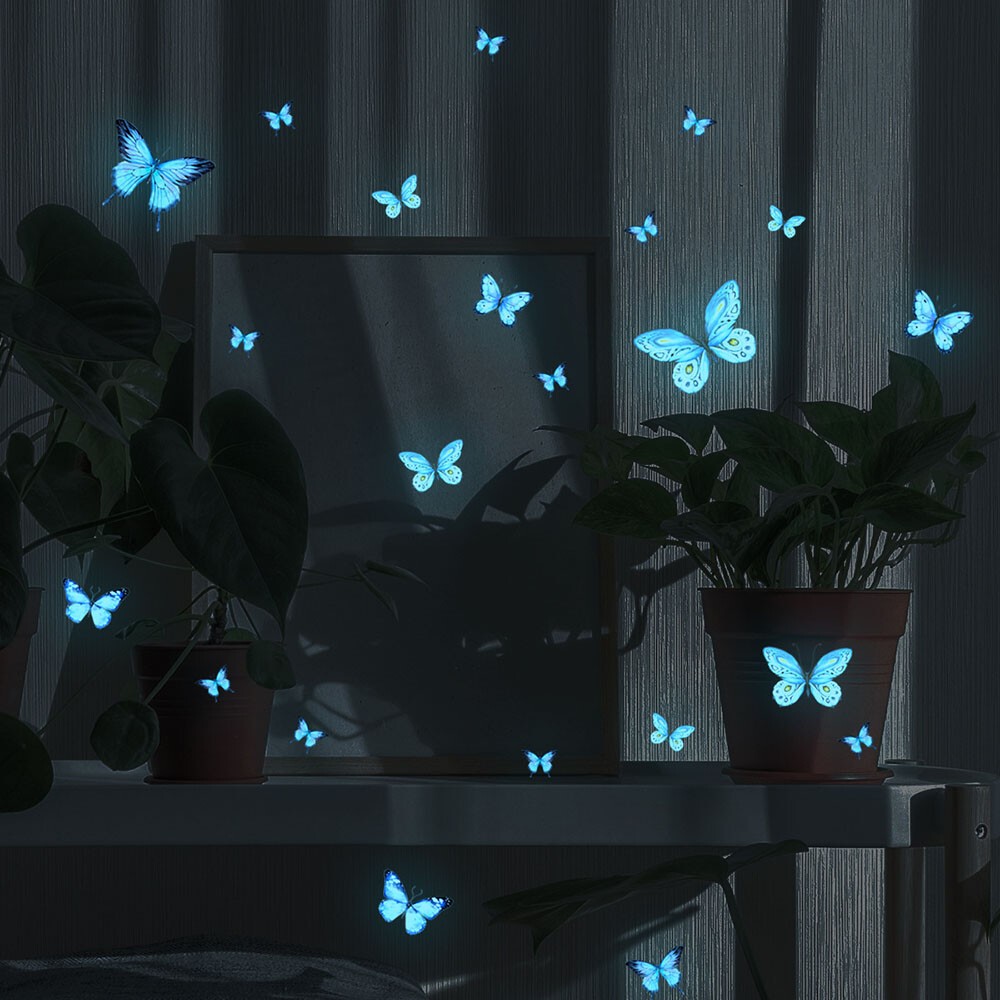 12pc Luminous Butterfly Design Decal Art Wall Stickers Room Magnetic Home Decor✔