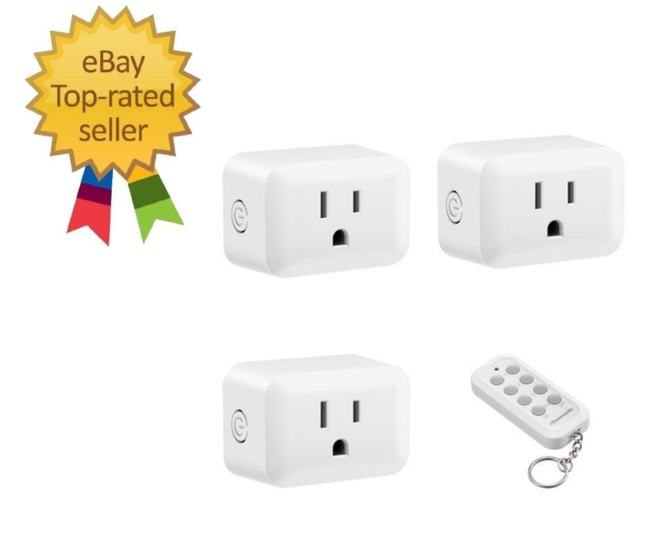 Wireless Remote Control Outlet Set, 1 Transmitter + 3 Receivers, 100FT RF Range,