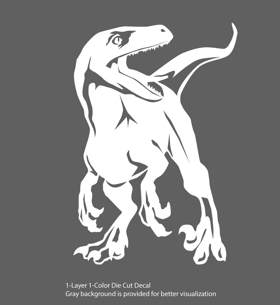 Dinosaur – Roaring Velociraptor #1 – Jurassic Period – 4-21″ wide – DieCut Decal