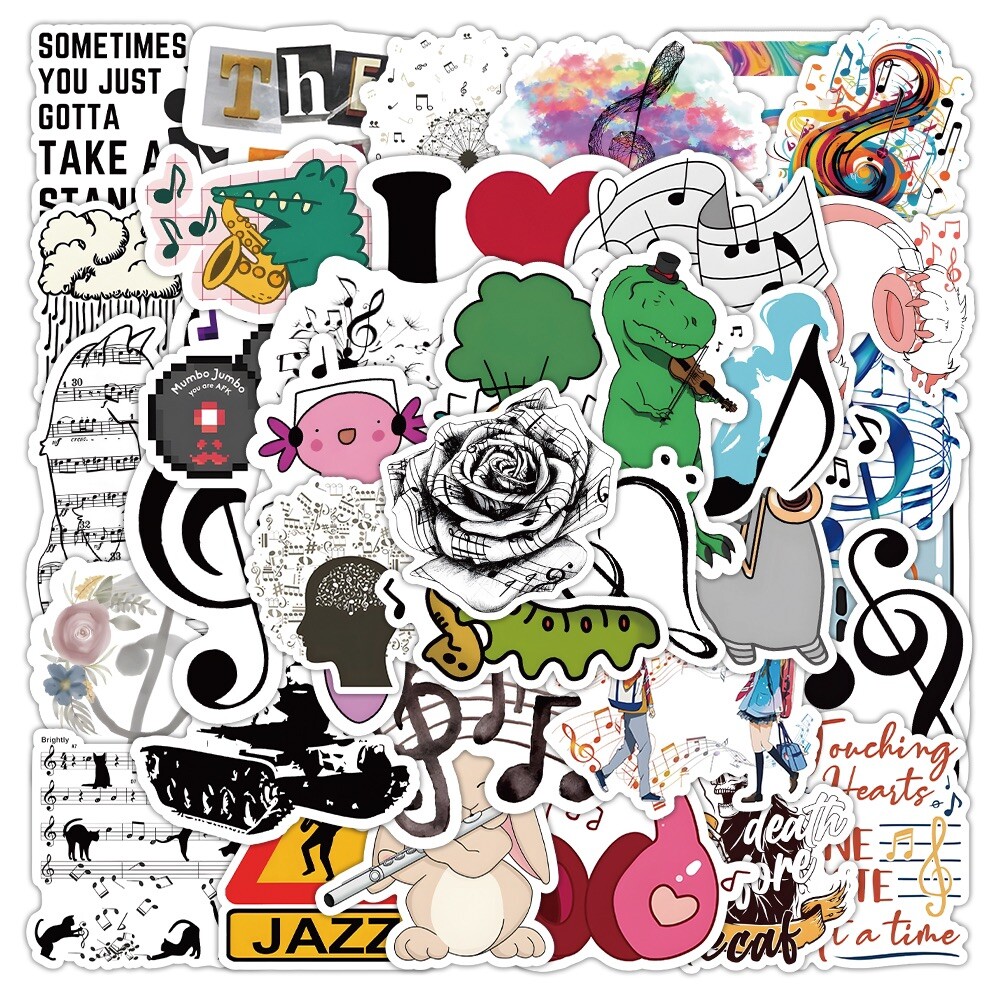 50 PCS Music Stickers Arts Decals Laptop Hydro Yeti Binder Car Free Shipping!