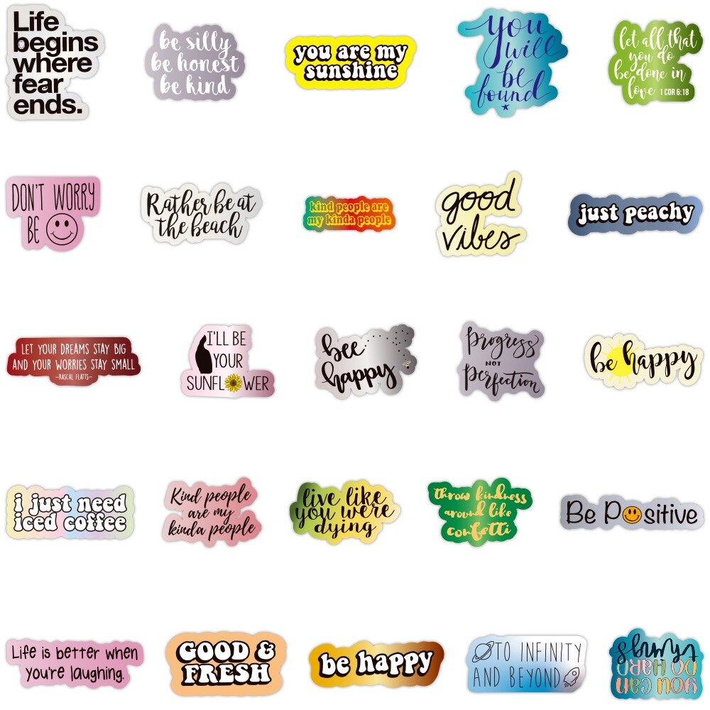 10 Random Inspirational Phrase Stickers Text Decals Laptop Hydro Free Shipping!