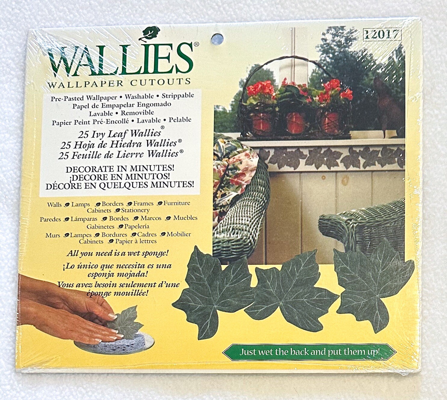 Wallies 12017 Prepasted Wallpaper Cutouts Green Ivy Leaf 25 Leaves Wet & Apply