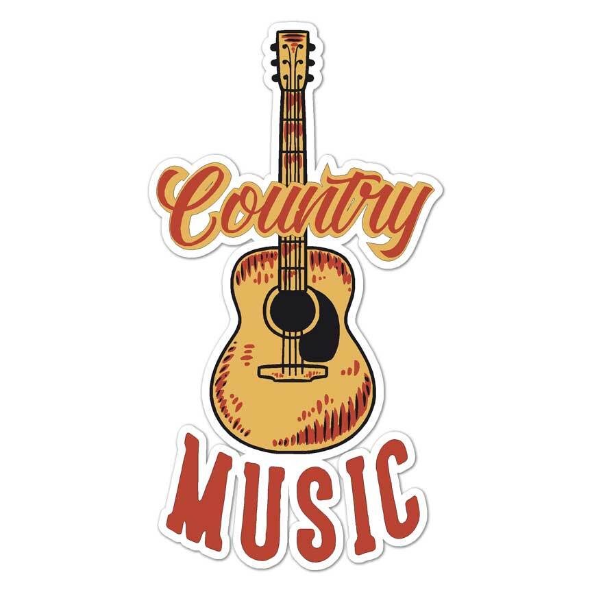 Country Music Guitar, Vinyl Decal Sticker, Indoor Outdoor, 3 Sizes, #8499