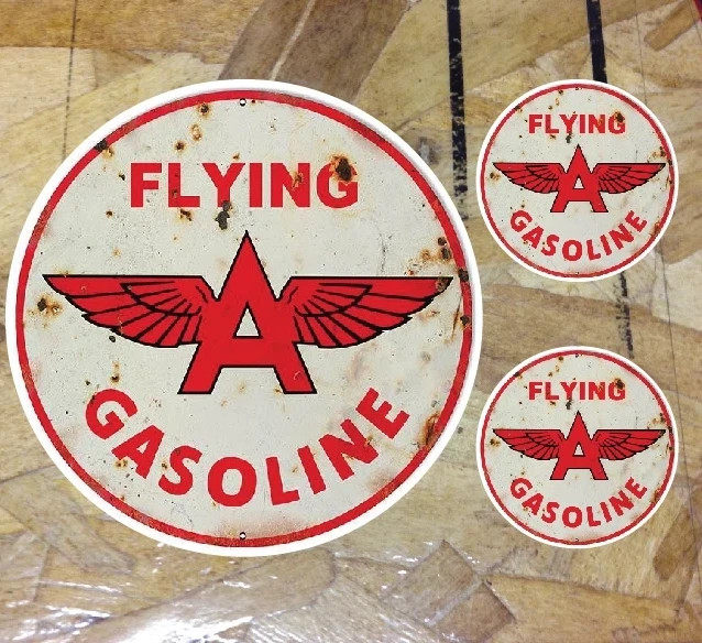 Vintage Flying A Wings Rusty Oil Gas Oldschool 3.5″ Inch Decal Sticker – 3 for 1