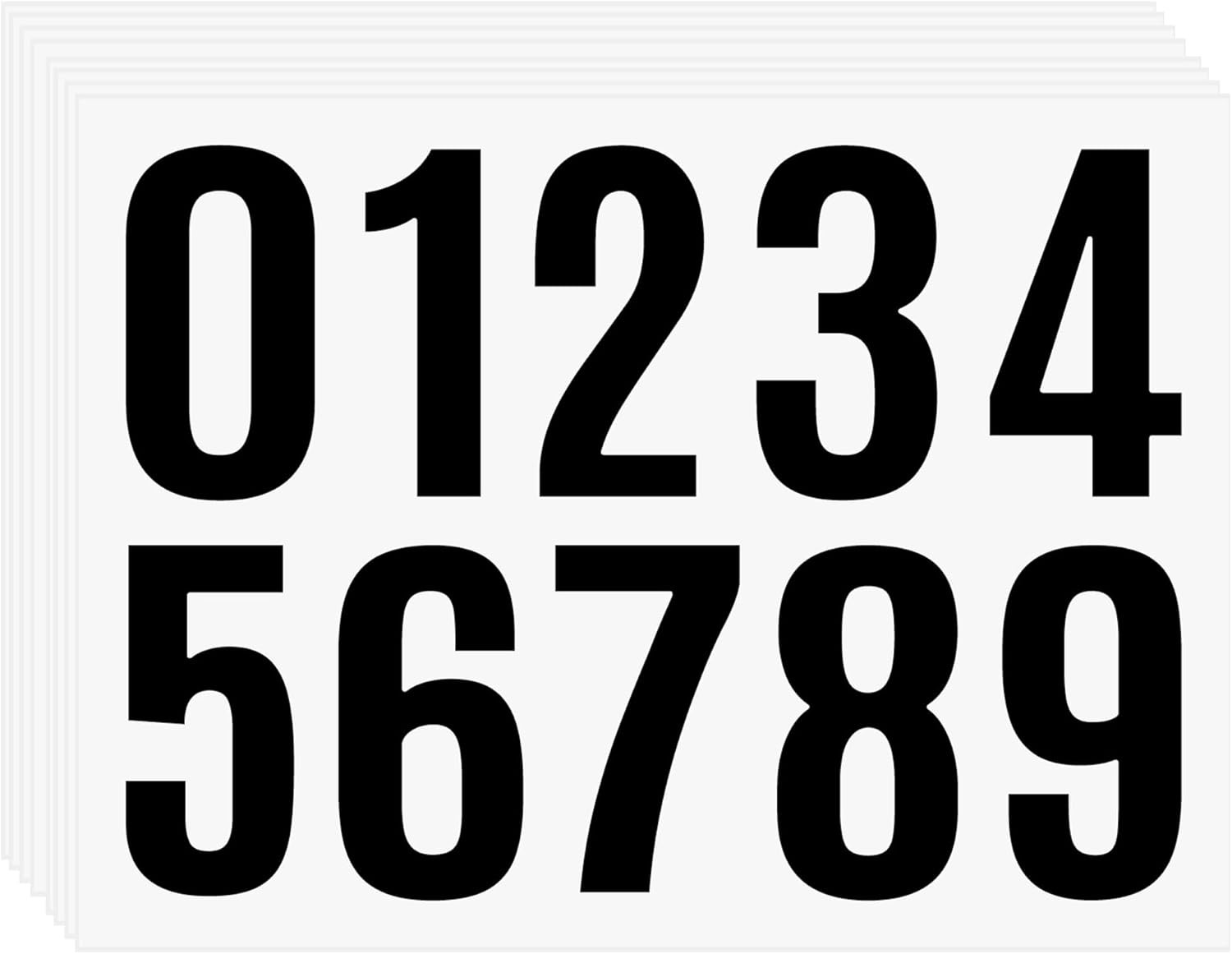 8 Sheets Waterproof Black 1.5 Inch Number Decals 0-9, Outdoor Vinyl Self-Adhesiv