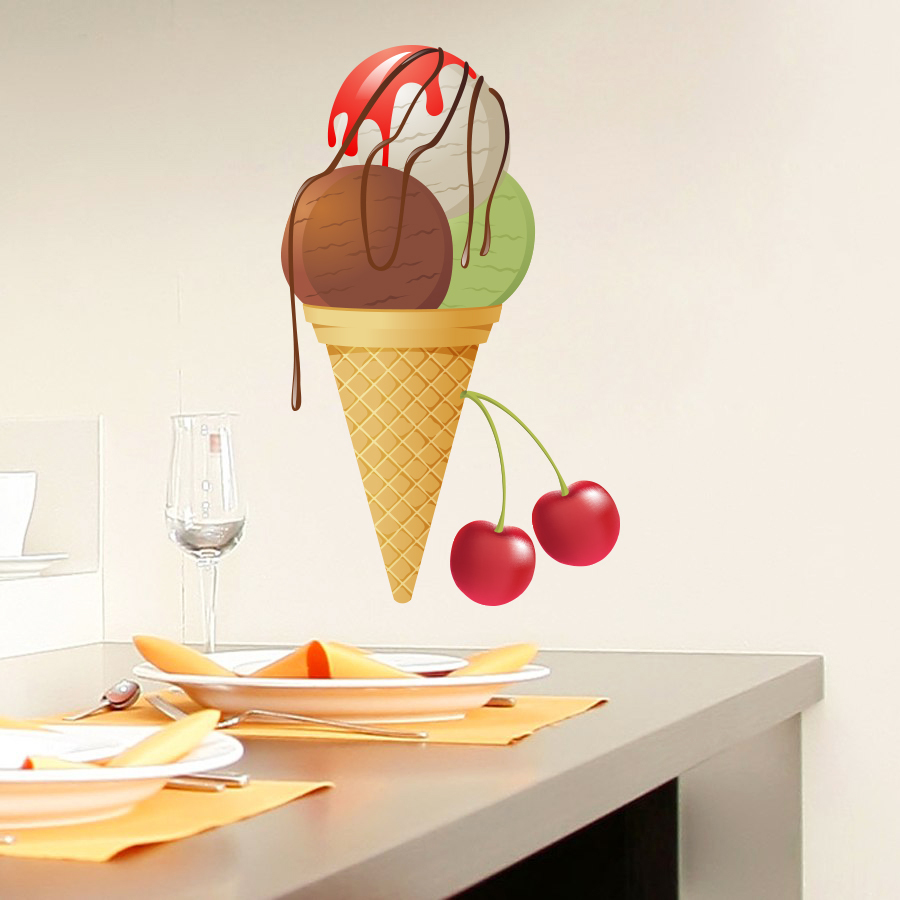 Wall Decals Ice Cream Full Color Decal Colorful Kitchen Cafe Sticker Decor DD7