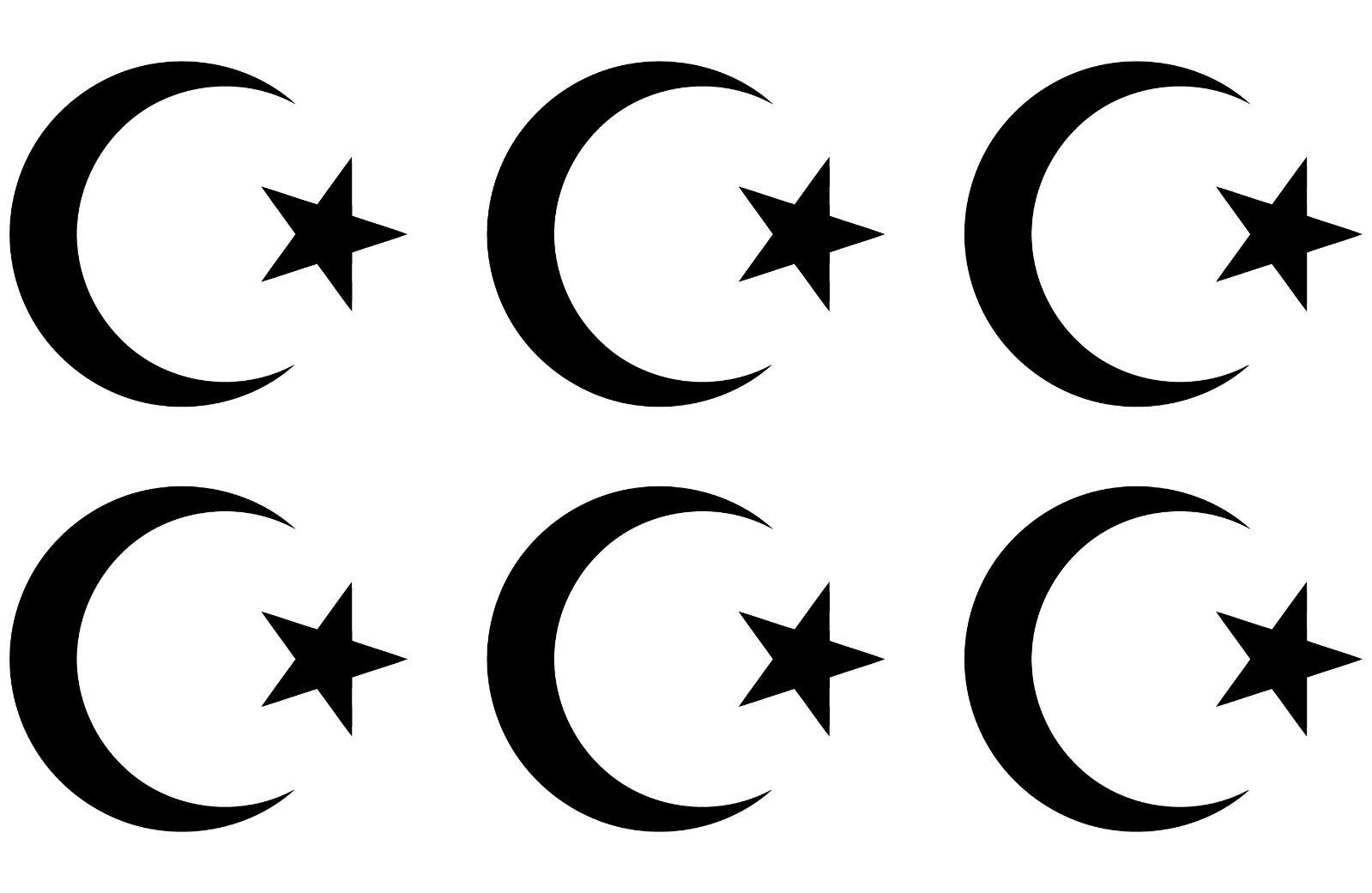 Islam Symbol Vinyl Decals Crescent and Star Stickers Set of 6