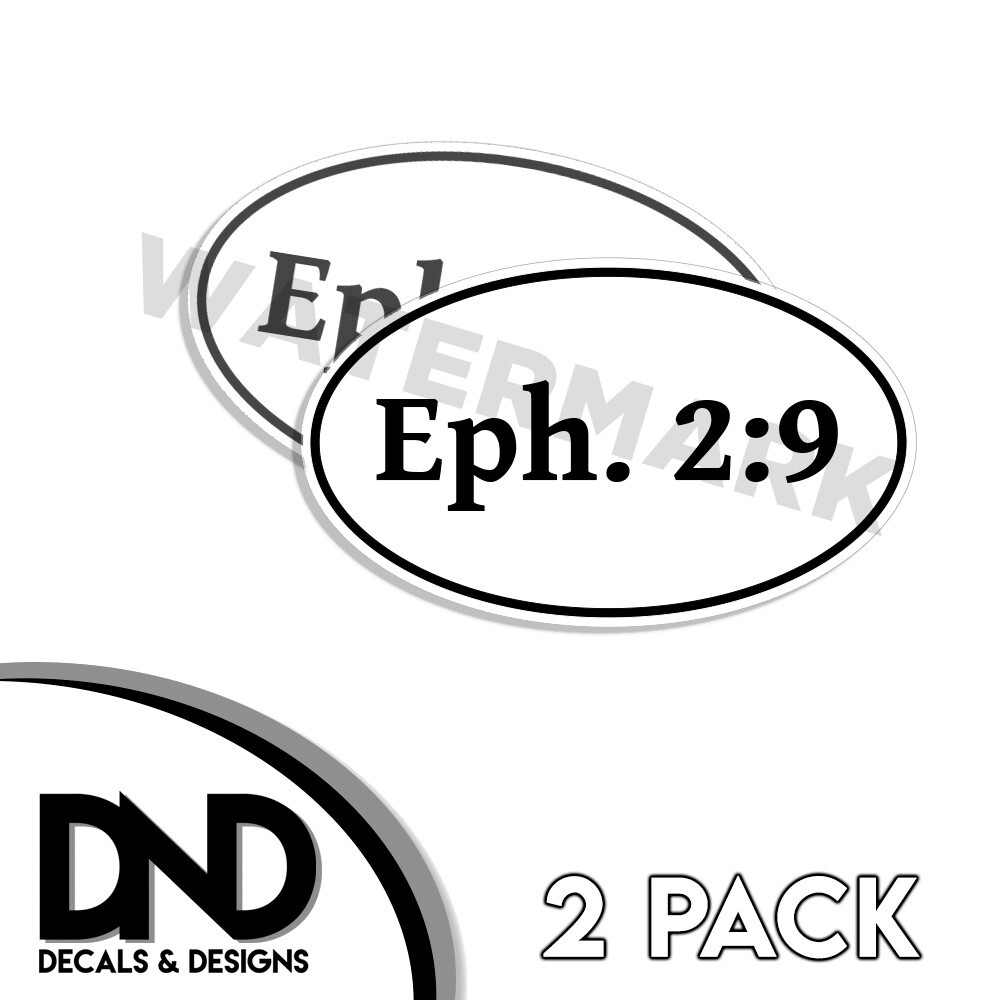 Ephesians 2:9 Oval Sticker Christian scripture bible Eph 2:9 decals 2 Pk 5″ Wide