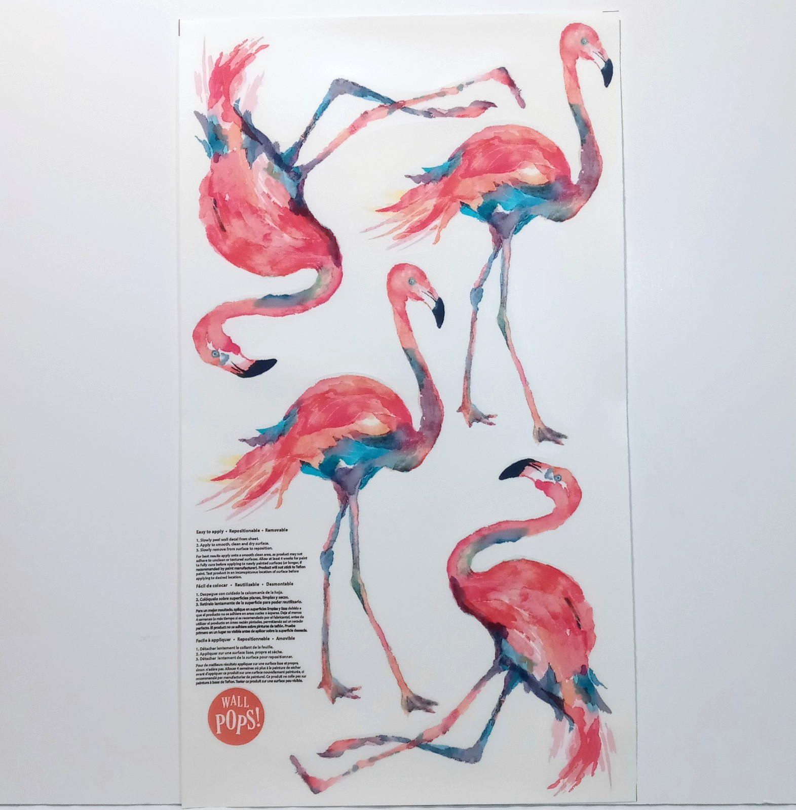 Flamingo Wall Pops! Decals – 8 Sheets (4 Each) 32 Stickers Removable Large ~9×6