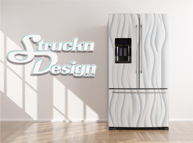 3D Look White Wavy Lines Waves Shapes Fridge Freezer Wrap Side Door Vinyl Decal