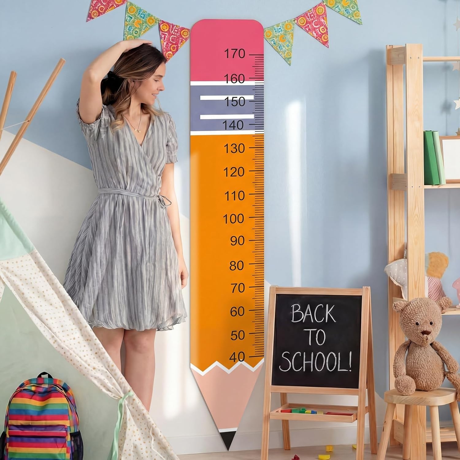 Height Growth Chart Wall Sticker Decor 77″x14″ Pencil Shaped Height Measurement