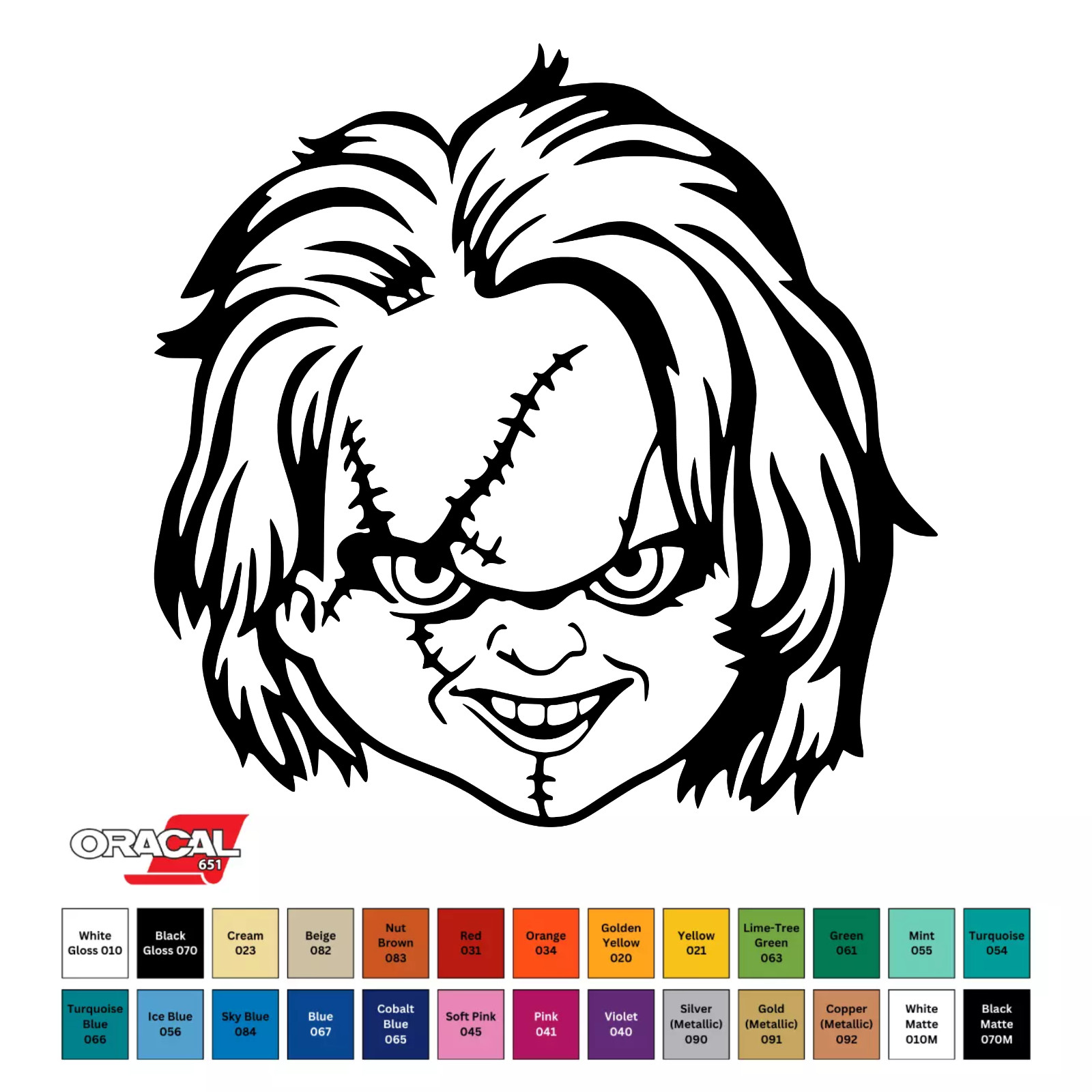 Child’s Play Chucky Die Cut Vinyl Decal Permanent Sticker 4″ Oracal CHOOSE COLOR