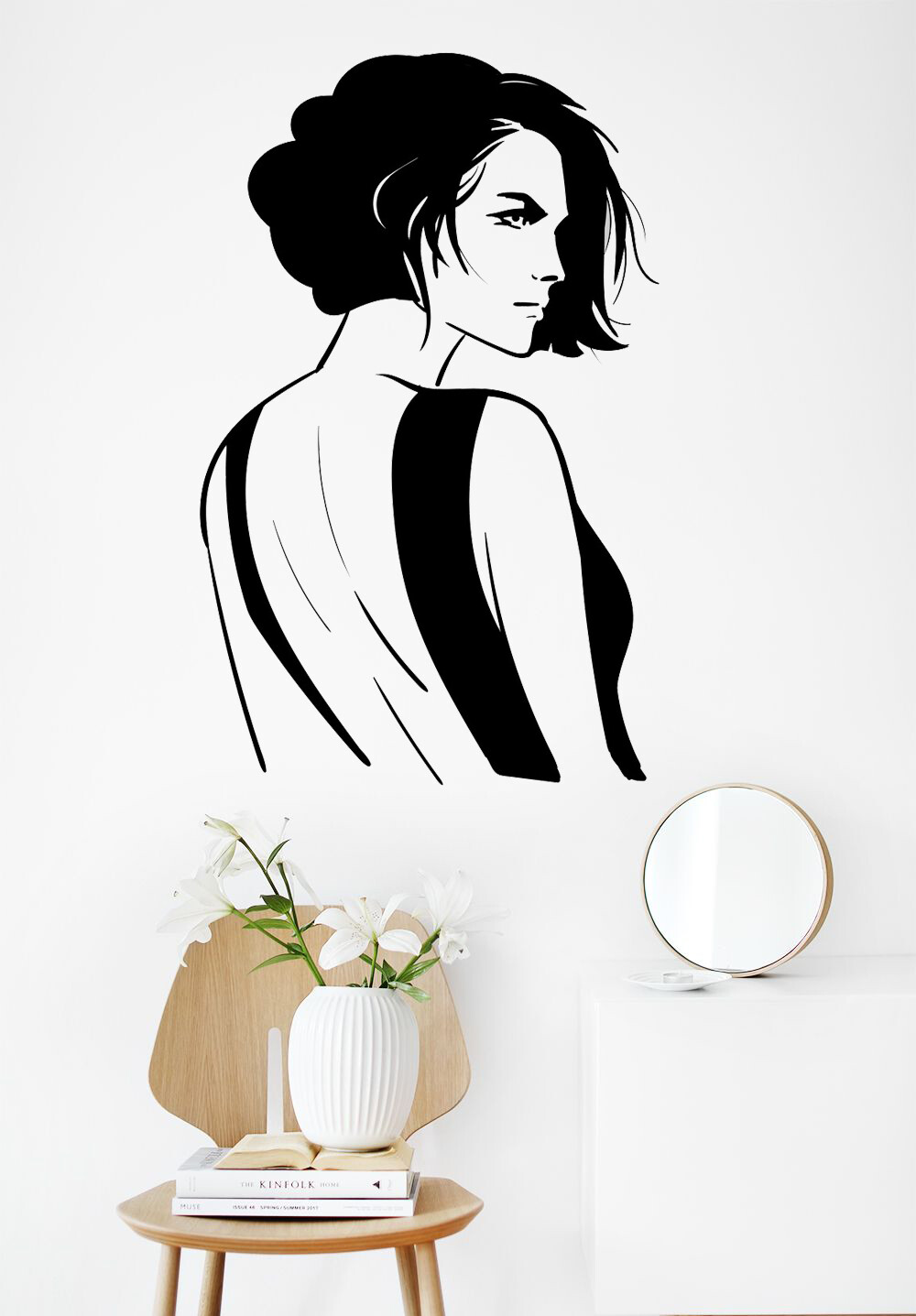 Women Face Wall Decal Modern Large Wall Decal Spa Removable Sticker Salon