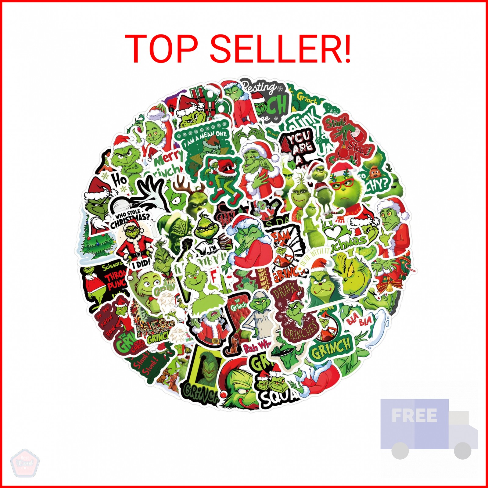 105pcs Cartoon Christmas Grinches Popular Stickers for Kids, Children’s Grinche