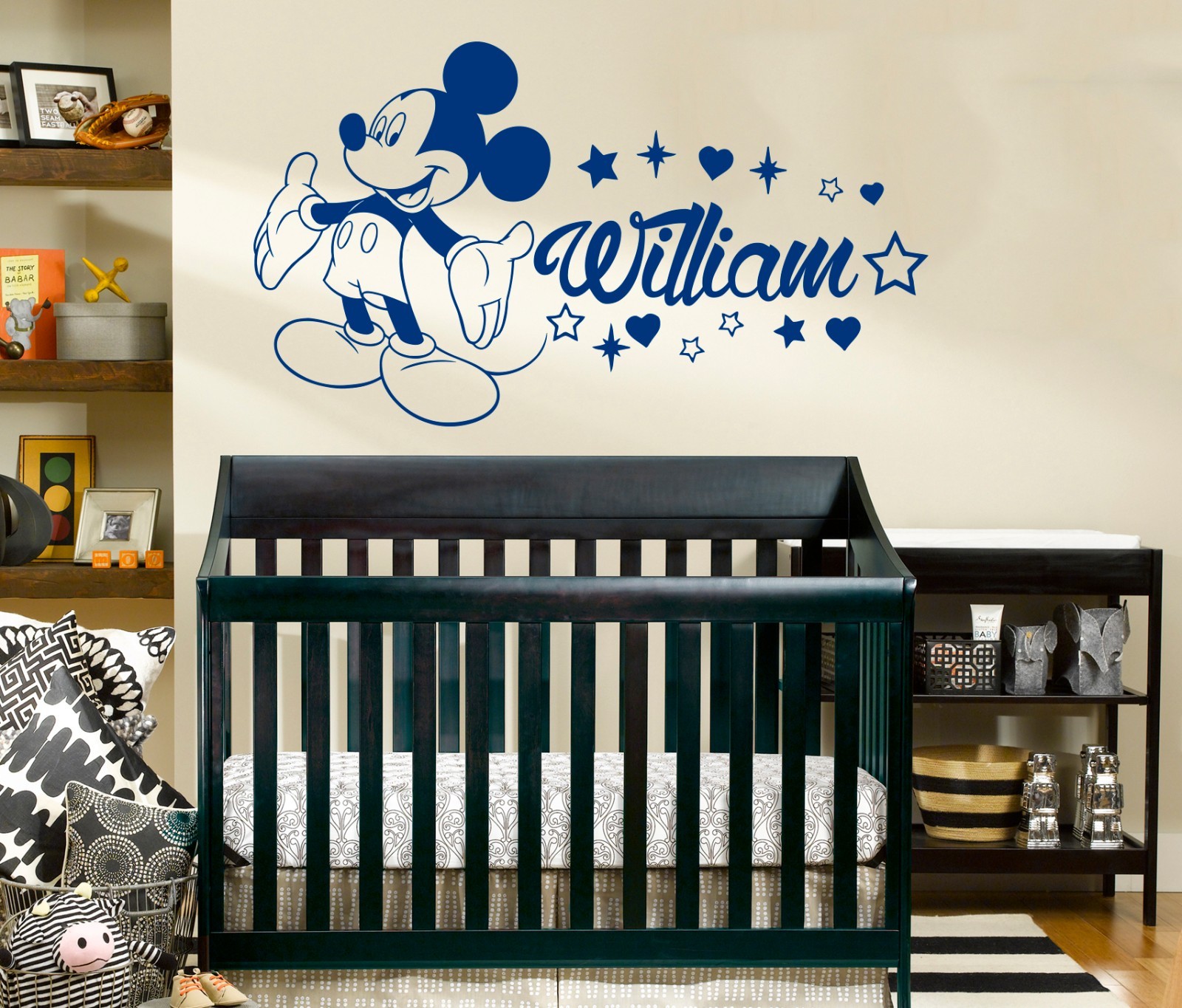 Personalized Custom Boy Name Wall Decal Mickey Mouse Vinyl Sticker Nursery ZX286