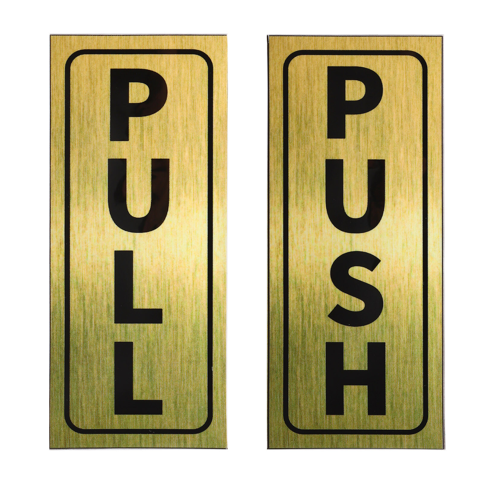 1Set Push Pull Door Sign 2″x5″ Adhesive Vertical Pull Push Sticker Golden