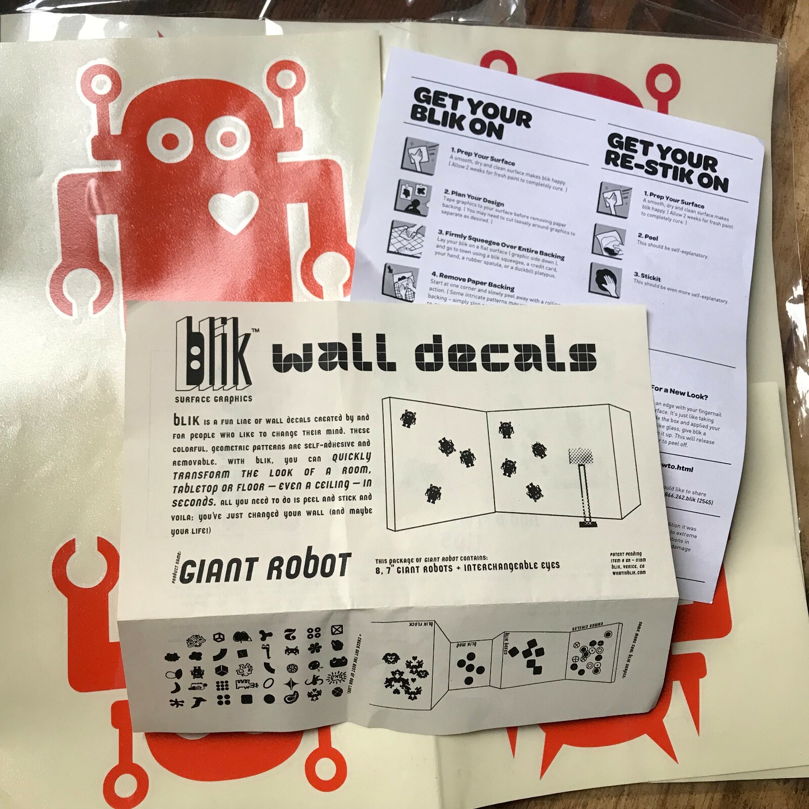 Blik Wall Giant Robot Re-Stik Self Adhesive Movable Wall Decals