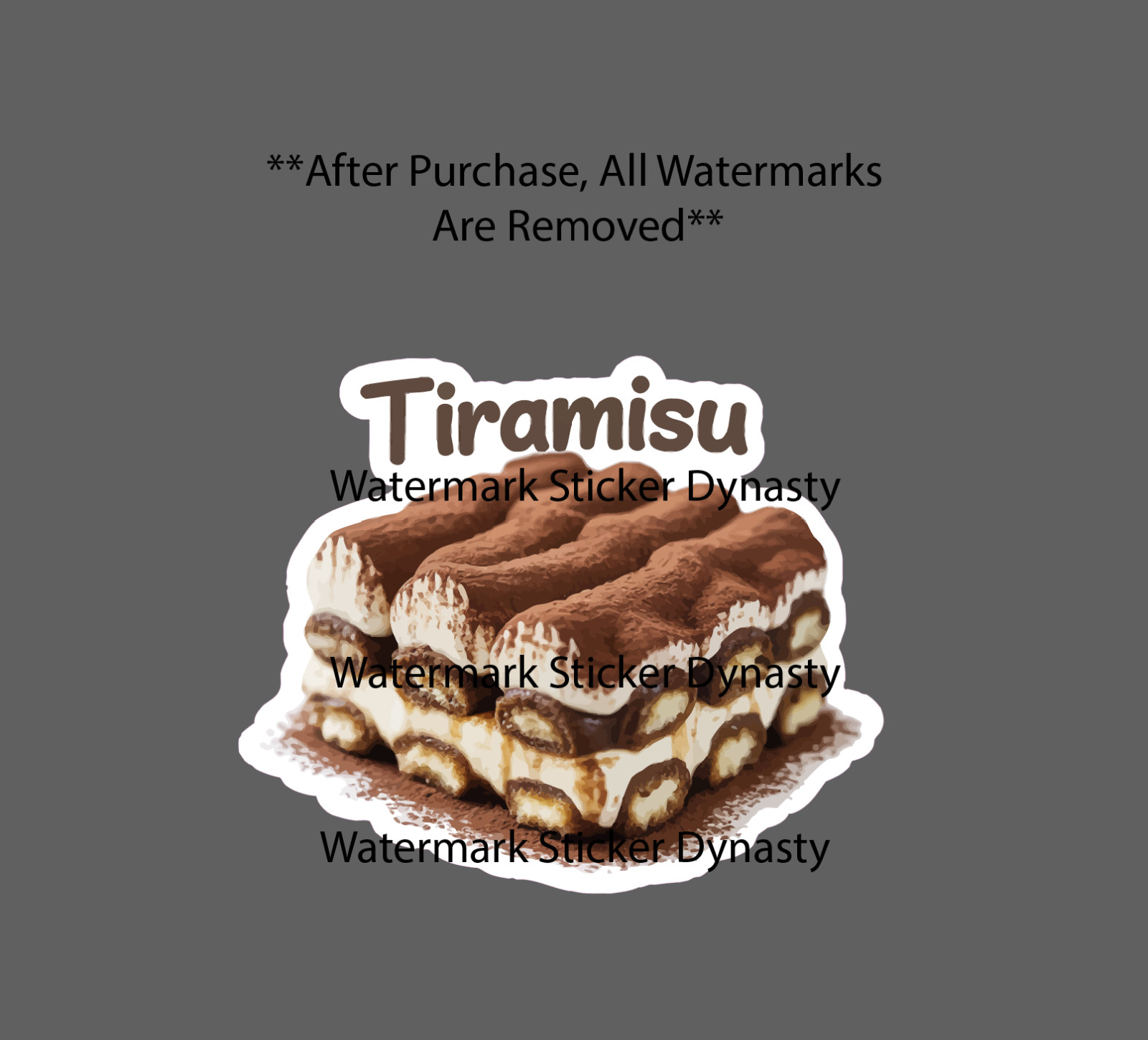 Tiramisu Sticker Waterproof Decal Coffee Dessert Cake Dinner Sugar Gift NEW