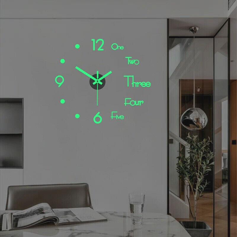 3D Wall Clock Luminous Digital Clock Wall Stickers Silent Clock for Home