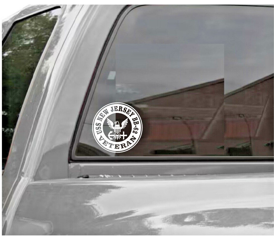 USS NEW JERSEY BB-62 VETERAN Vinyl Window Decal Sticker US NAVY