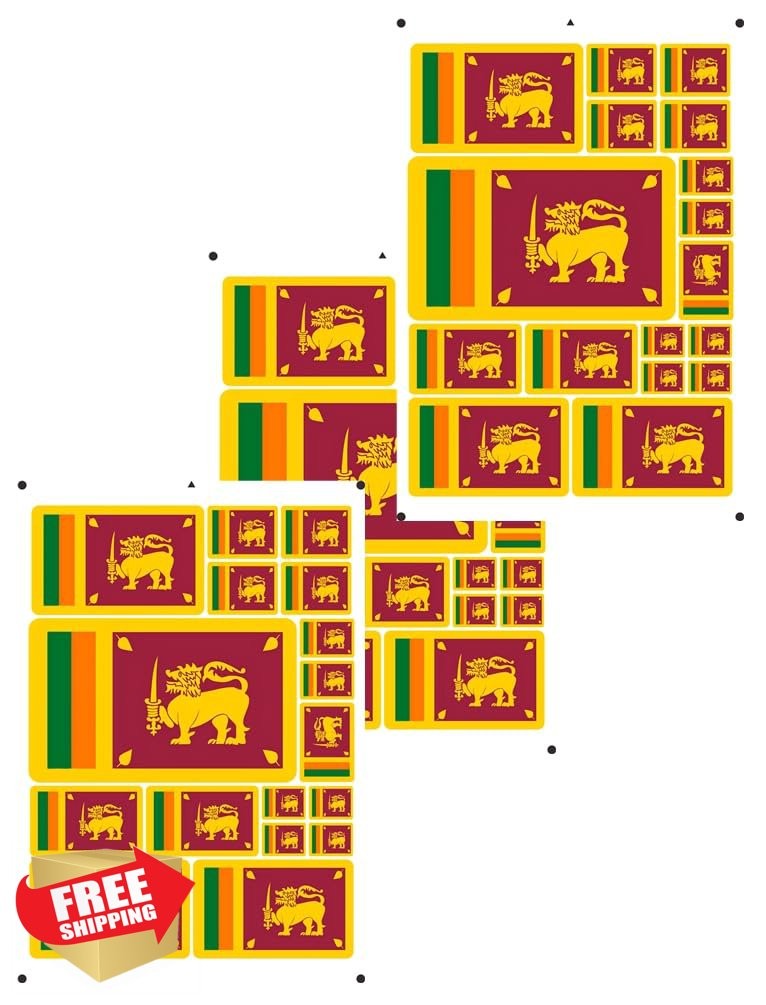 NEGNME Sri Lanka 3PC Flag Decals, National Flag Sticker for Helmets, Cars