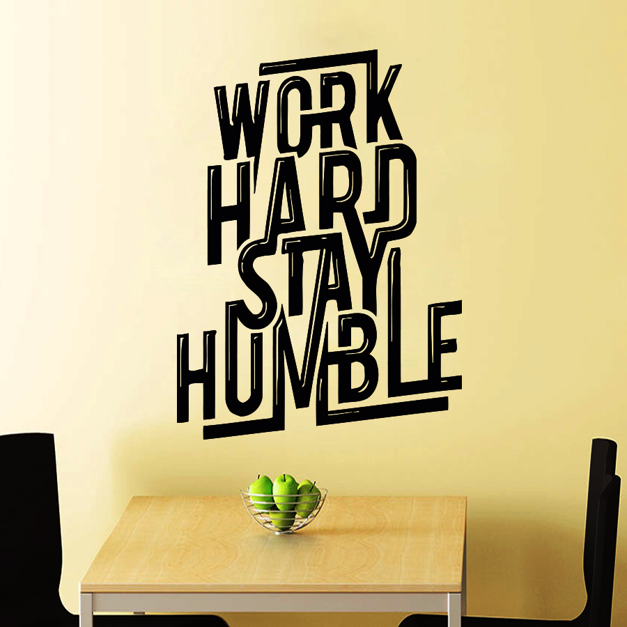 Work Hard Wall Decal Quote Decals Stay Humble Vinyl Sticker Bedroom Decor Chu880