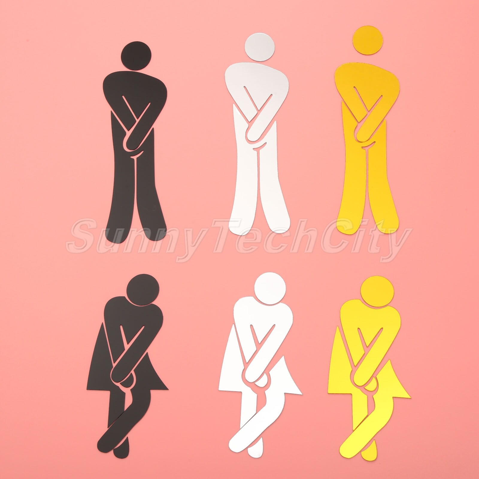 Mirror Toilet WC Man Women Decal 3D Washingroom Entrance Sign Art Sticker Decor