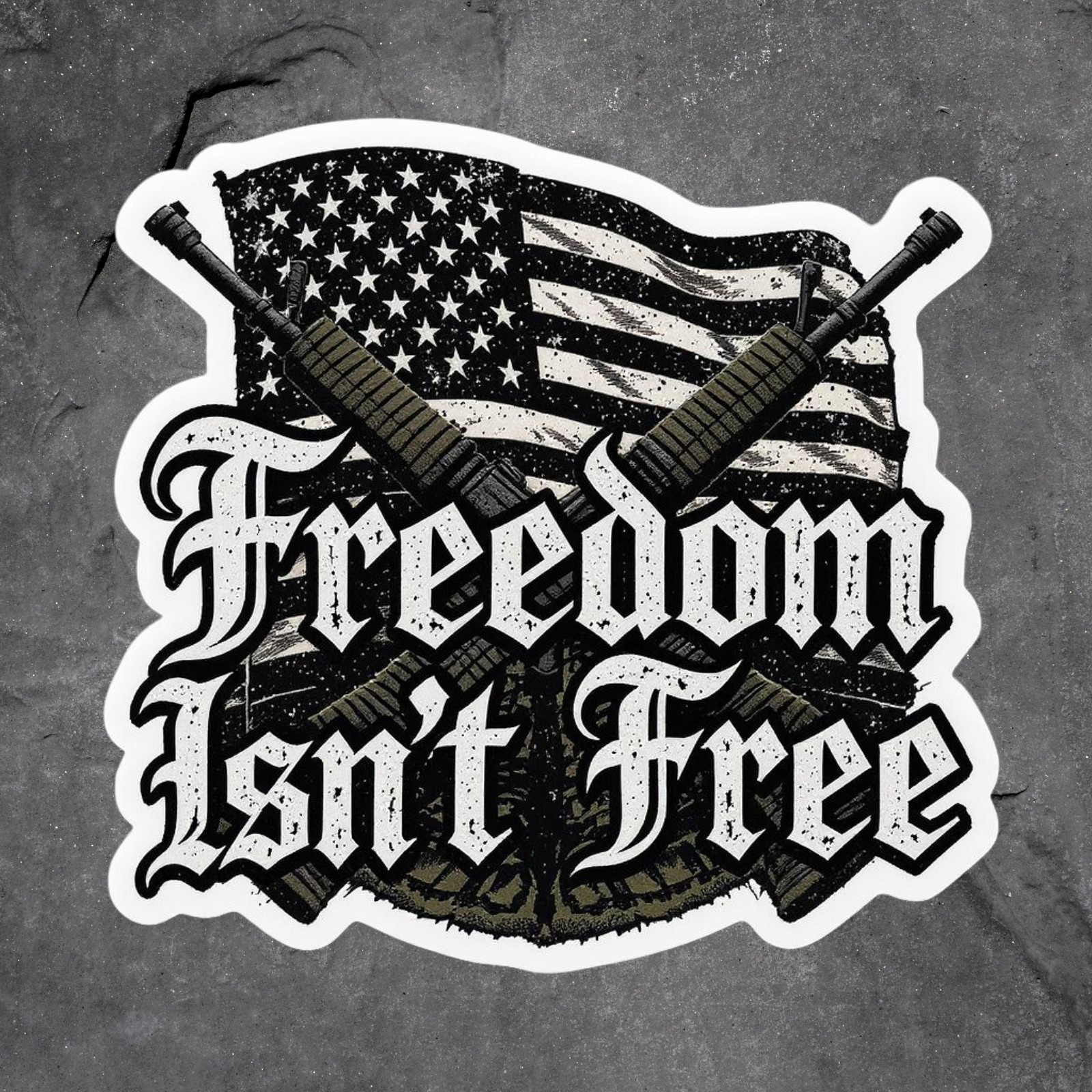 Freedom Isn’t Free Sticker Vinyl Decal Patriotic Veteran USA Flag Guns