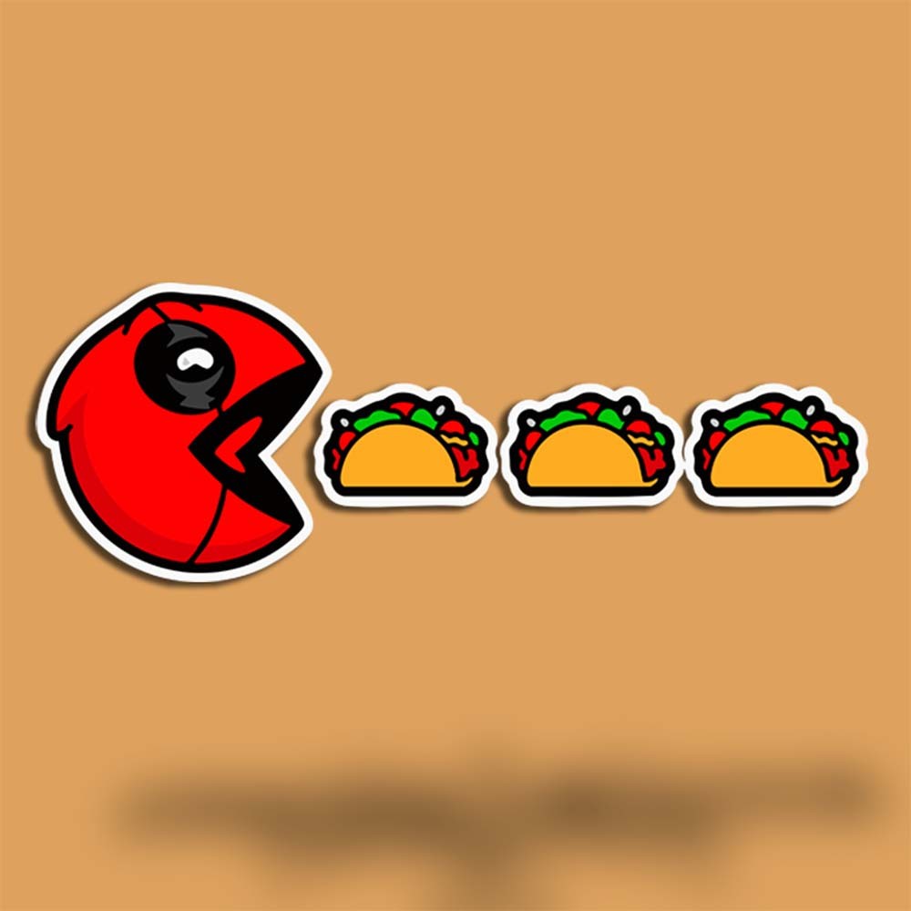 Dead Pool Taco Chomp Vinyl Decal Sticker – Funny Food Gamer Car Sticker USA