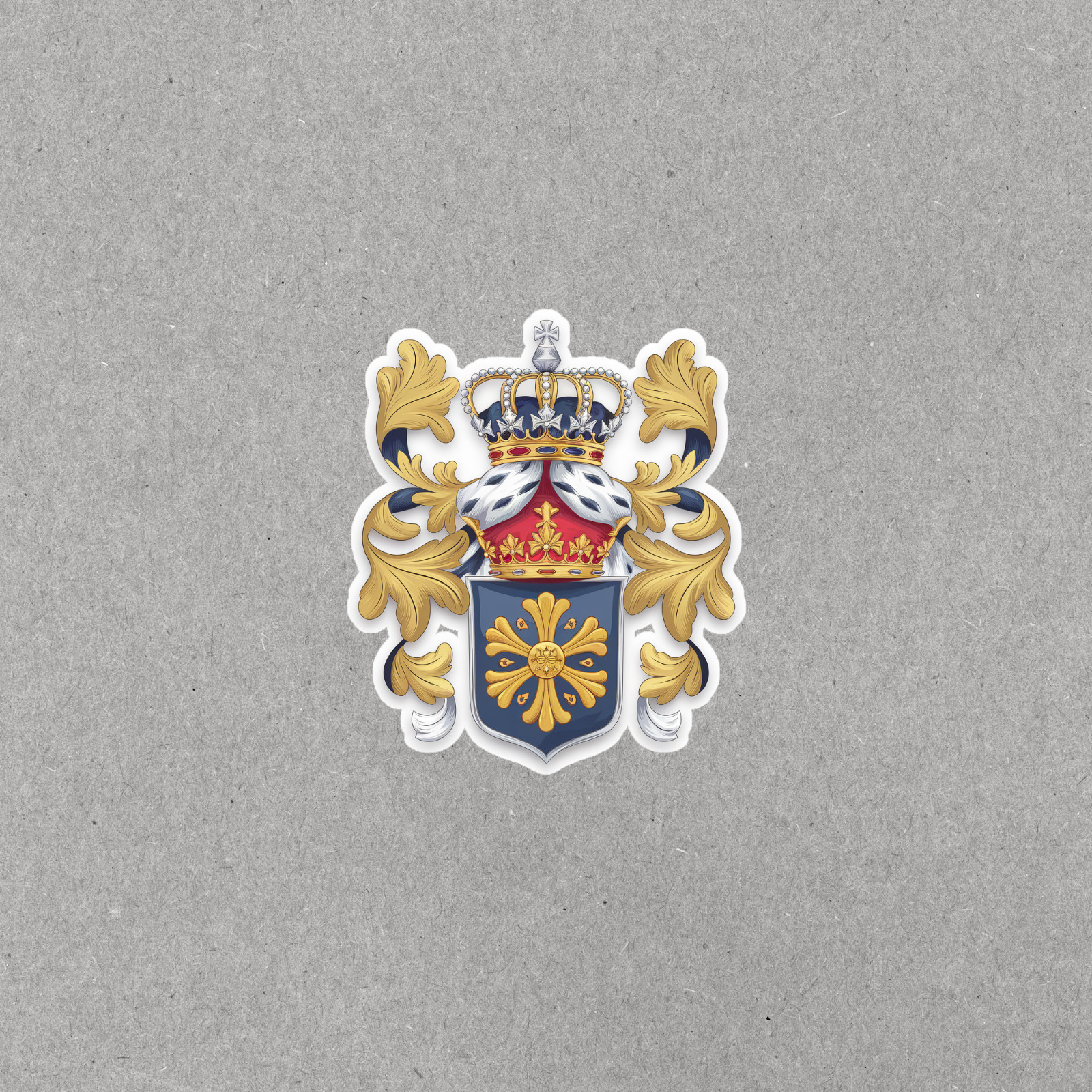 Royal Coat of Arms Sticker – Regal Heraldic Crest Decal for History Buffs #4644