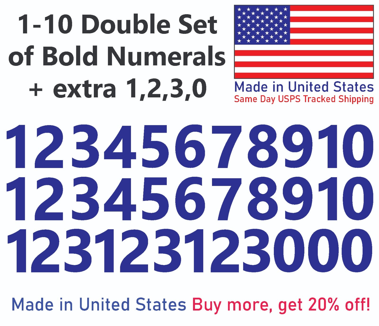 1-10 Bolston Bold Outdoor Vinyl Decal Numbers for Mailbox, Door, Address, Locker