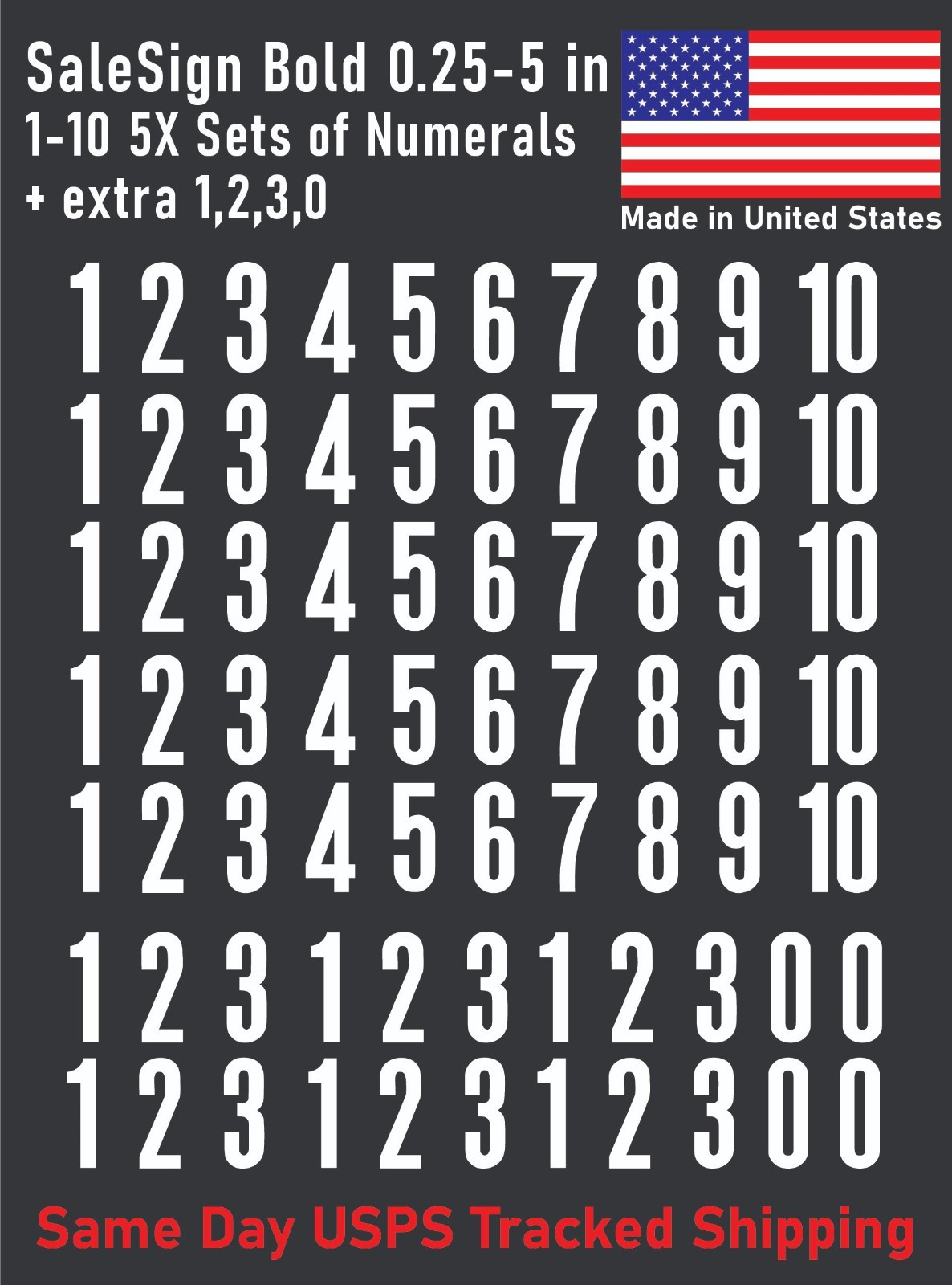 1-10 5x+ Sale Sign Outdoor Vinyl Decal Numbers for Address Mailbox Doors Lockers