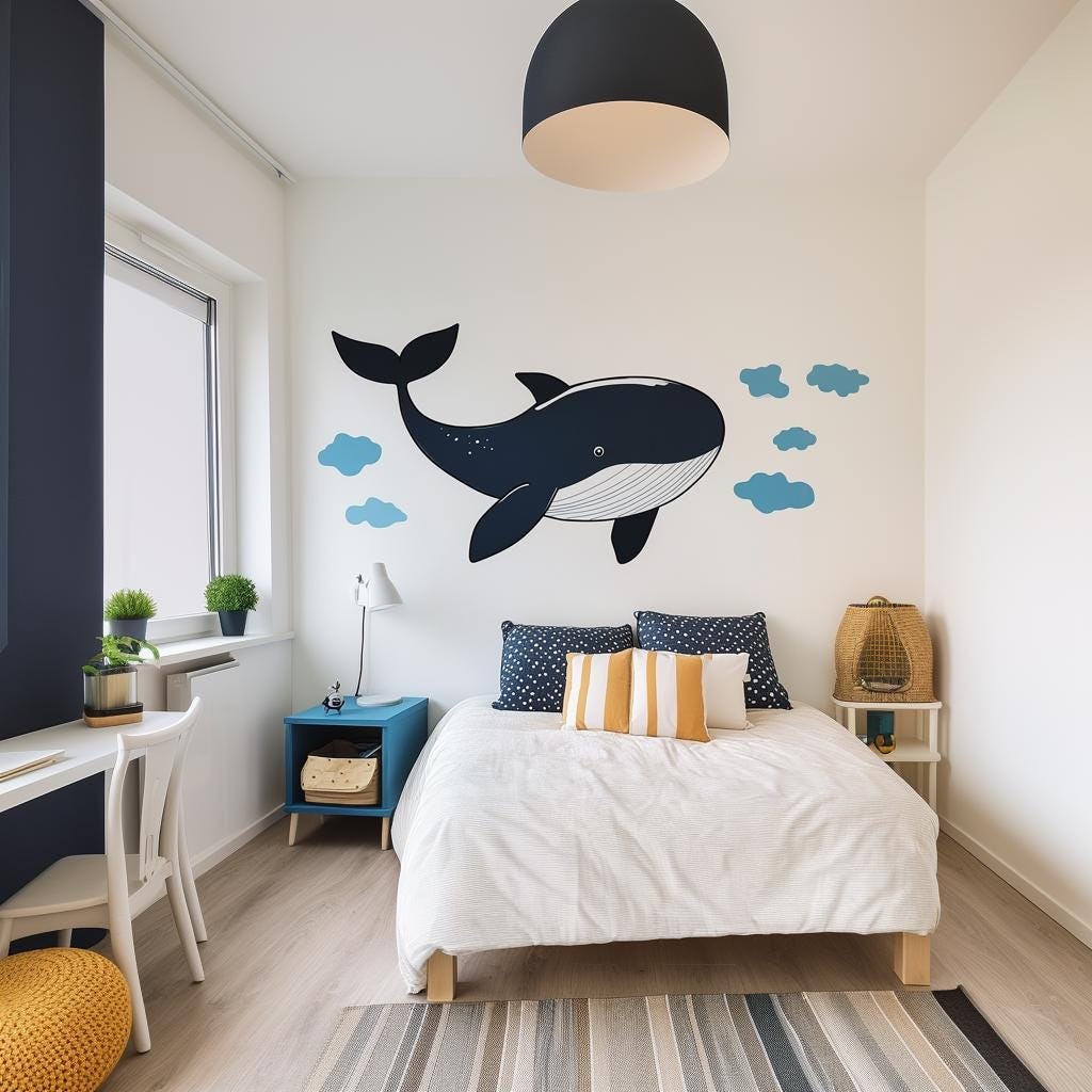 Whale Wall Decal | Ocean Theme Nursery Vinyl Sticker