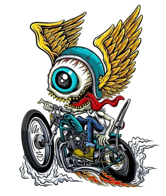 NEW LETHAL THREAT WINGED EYEBALL BIKER MINI DECAL STICKER 2.5″x3.5″ RC00276