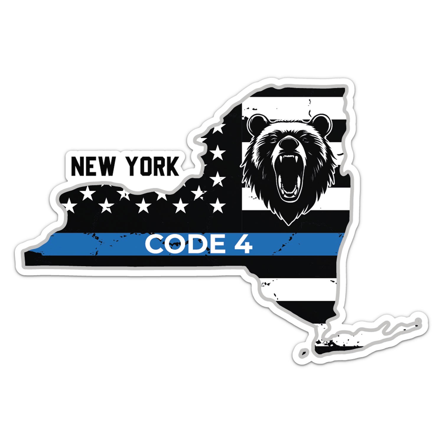 New York State Code 4 Thin Blue line Sticker Car Bumper Vinyl Decal