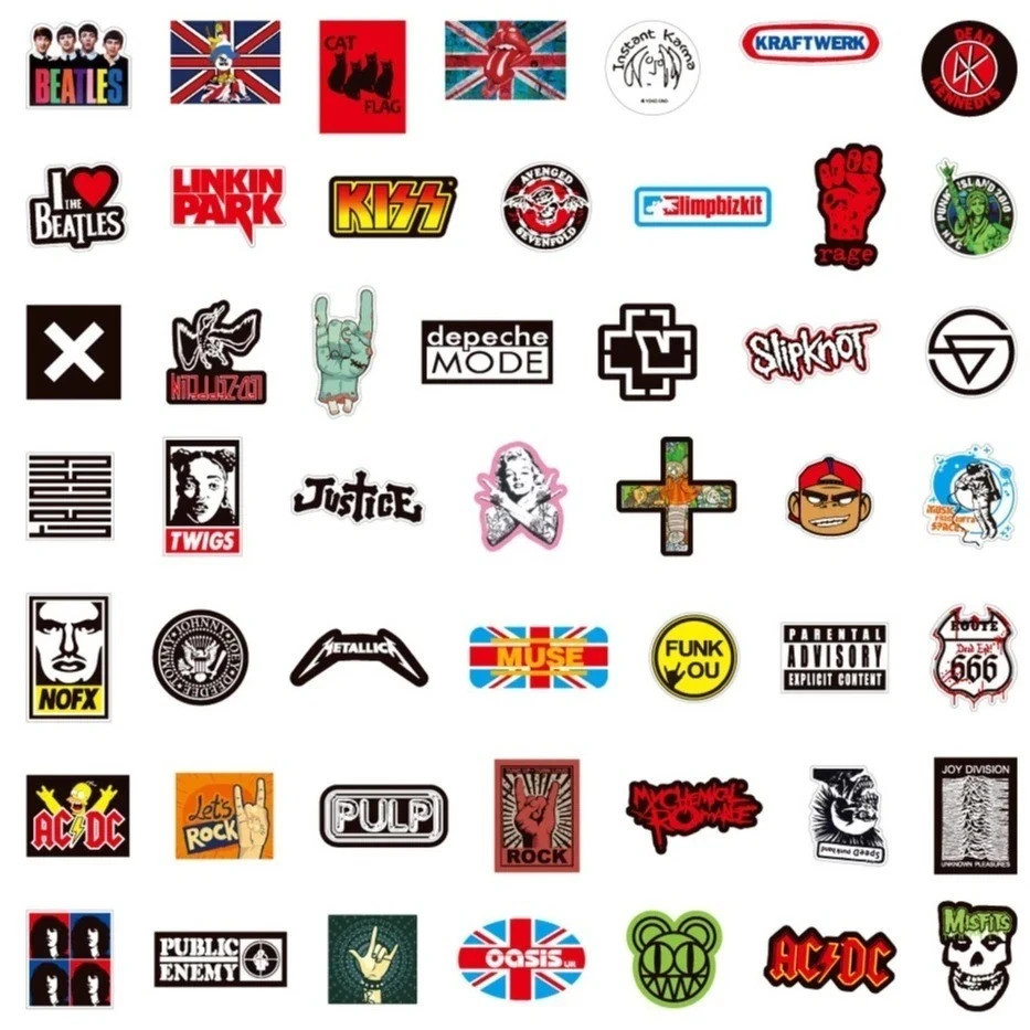 100PCS Rock Band Stickers Lot Punk Music Heavy Metal Bands Sticker Decal