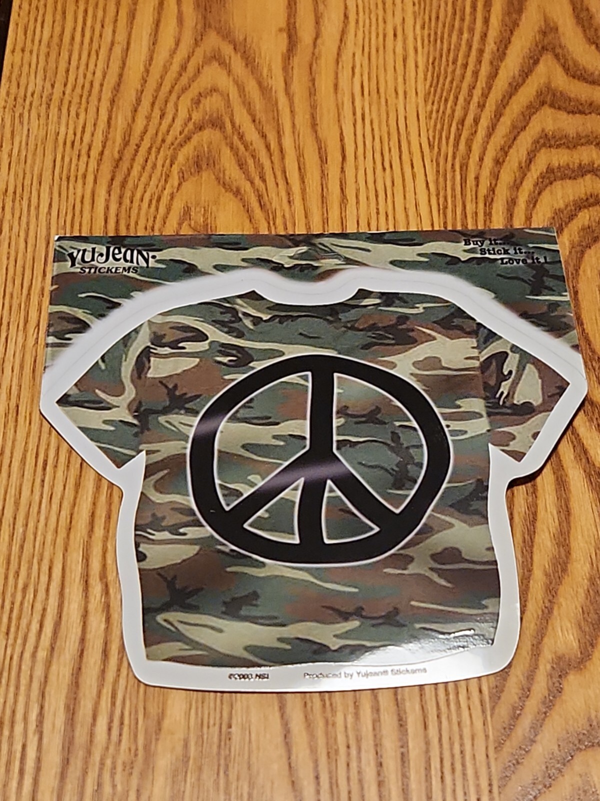 NSI Peace Sign Army camo shirt Bumper Sticker Die-Cut Window Decal camouflage