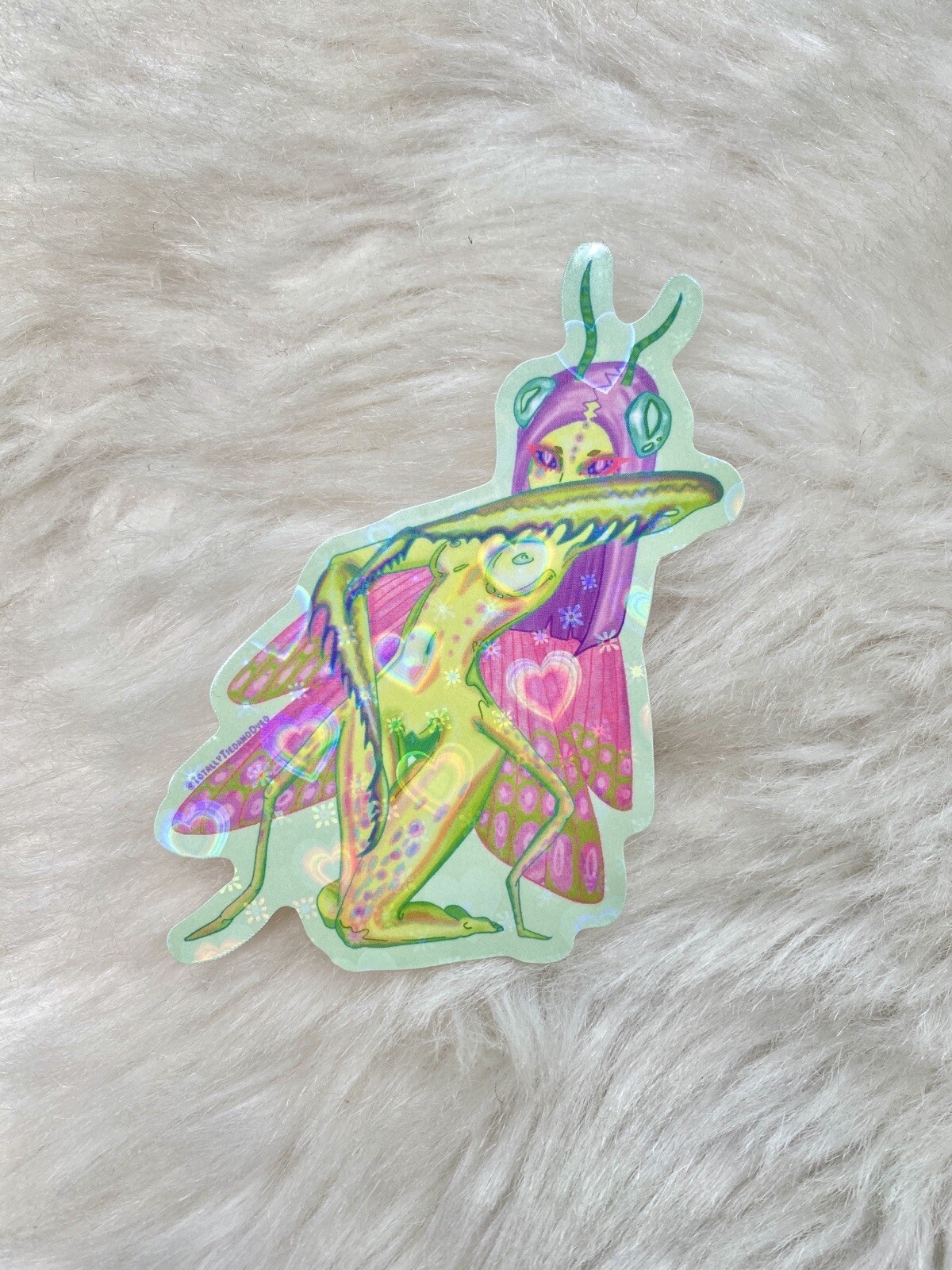 Orchid Mantis Fairy Holographic Vinyl Sticker 3.5” x 4”