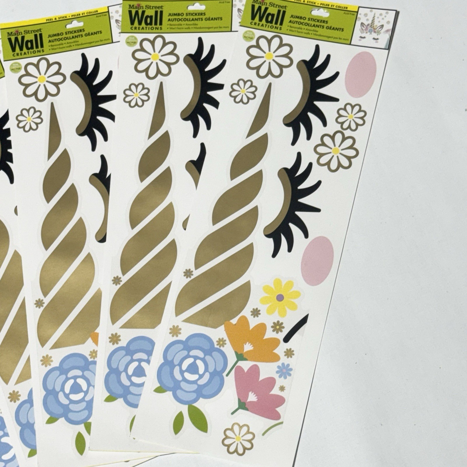 Main Street Wall Creations Jumbo Stickers «Peaceful Unicorn» Lot of 5