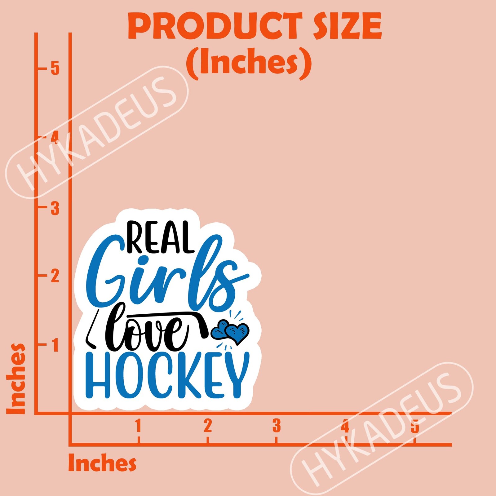 HYKADEUS Real Girls Love Hockey Sticker Decals Waterproof Vinyl 3×2.8 3Pcs