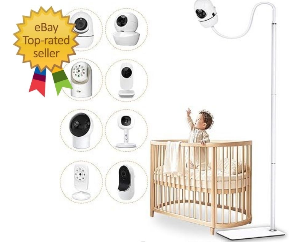 69″ Adjustable Height Floor Stand for Hello Baby Monitor, Gooseneck Swivel Holde