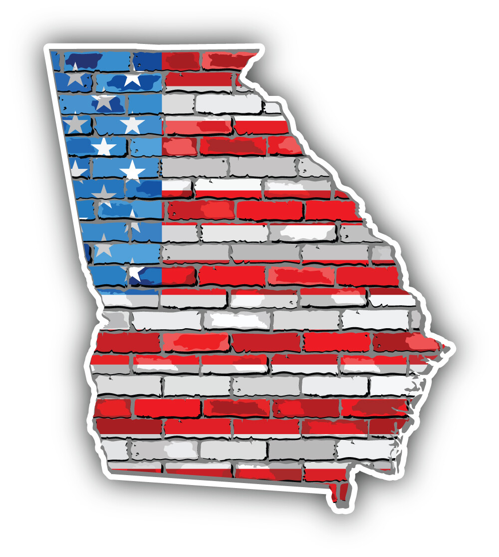 Georgia USA Flag State Map Vinyl Sticker Car Bumper Decal