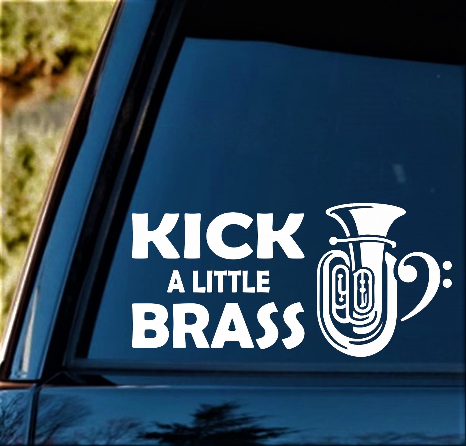 Tuba Decal Marching Band Kick Brass Clef Note Sticker Car Window BG2084BC