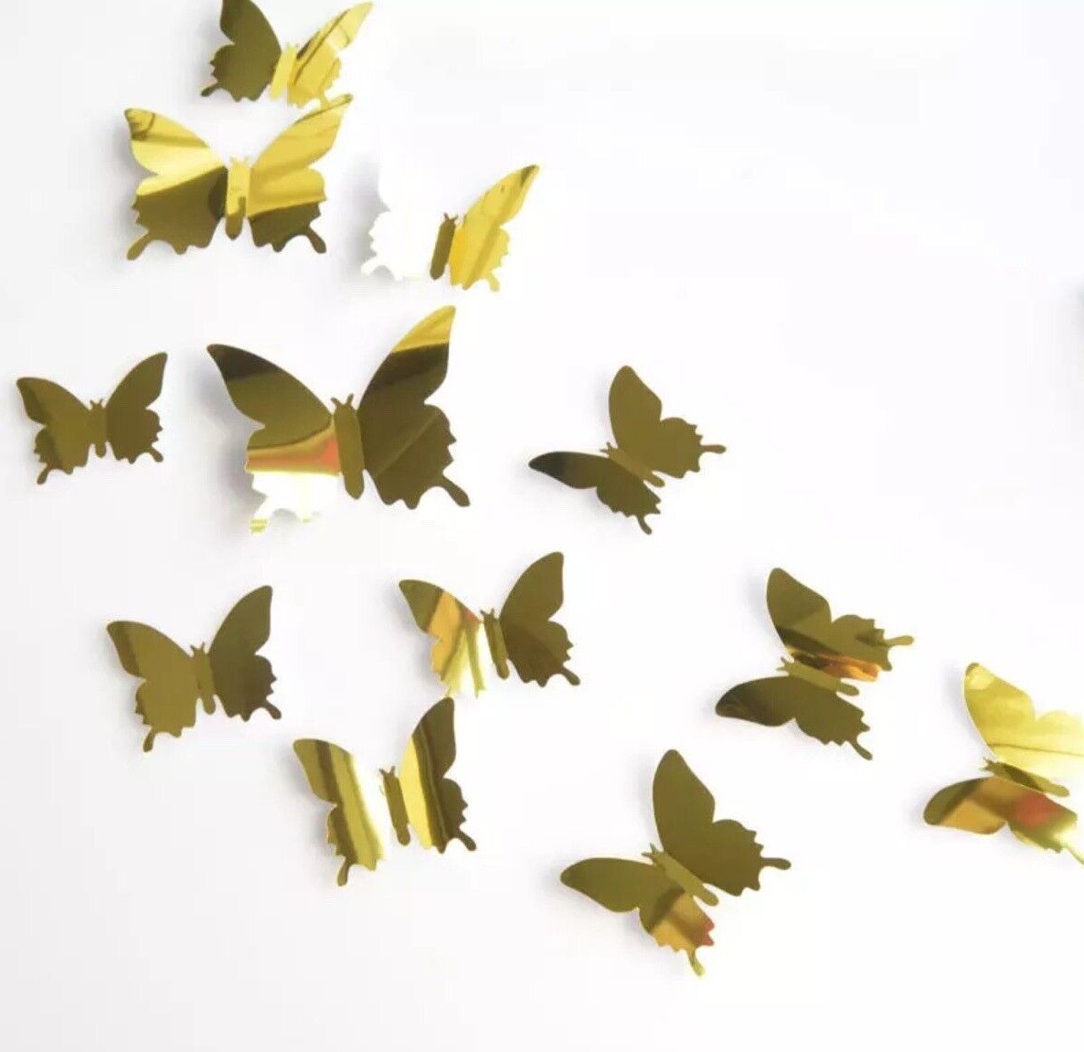Set Of 12 Gold Mirror 3D Butterfly Wall Sticker Party Decor Butterfly Sticker